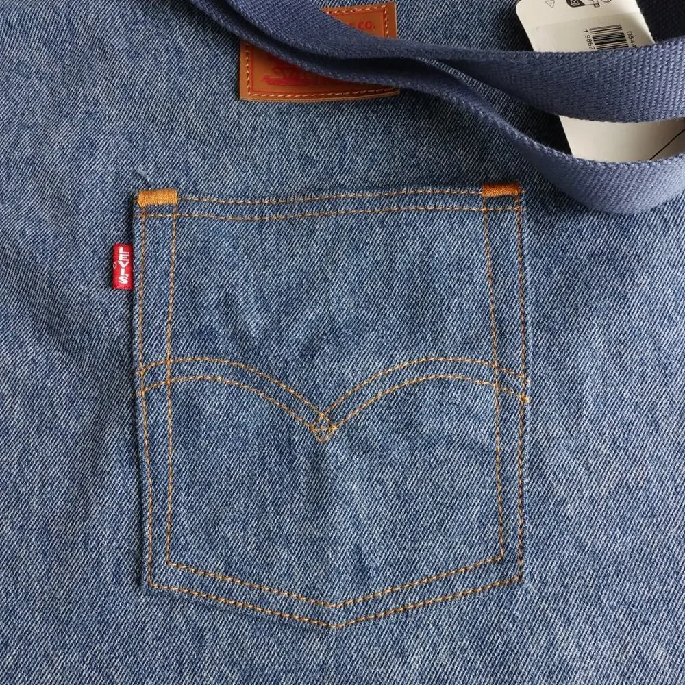 Levis Back Pocket Tote Bag Denim Medium Wash Blue Denim Casual Handbag NWT